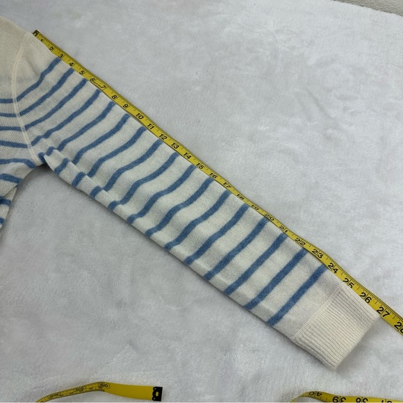 Reformation S Ivory Parisian Blue Stripe Cashmere Light Comfy Sweater - Picture 5 of 5